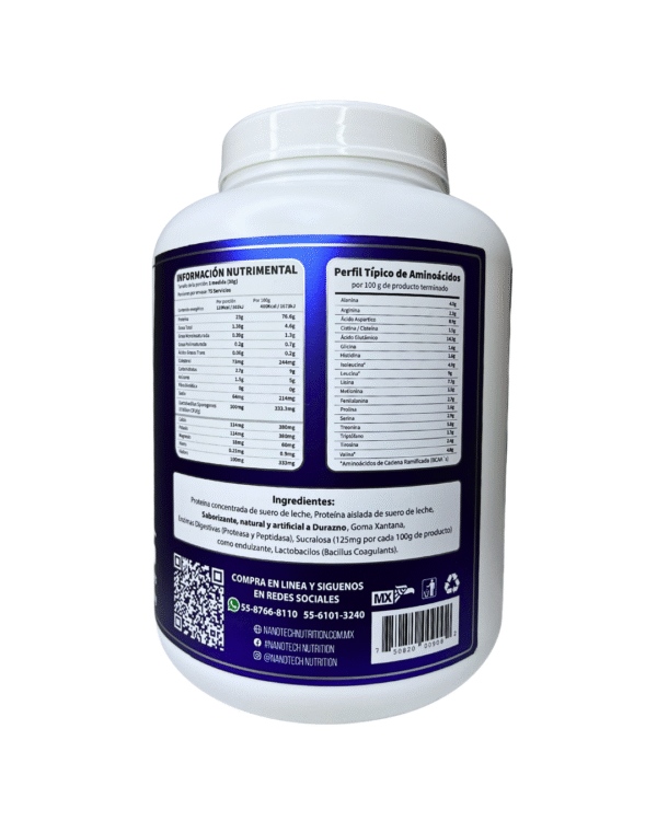 NANO WHEY 5lb 75 Servicios – Sabor Durazno - Imagen 2
