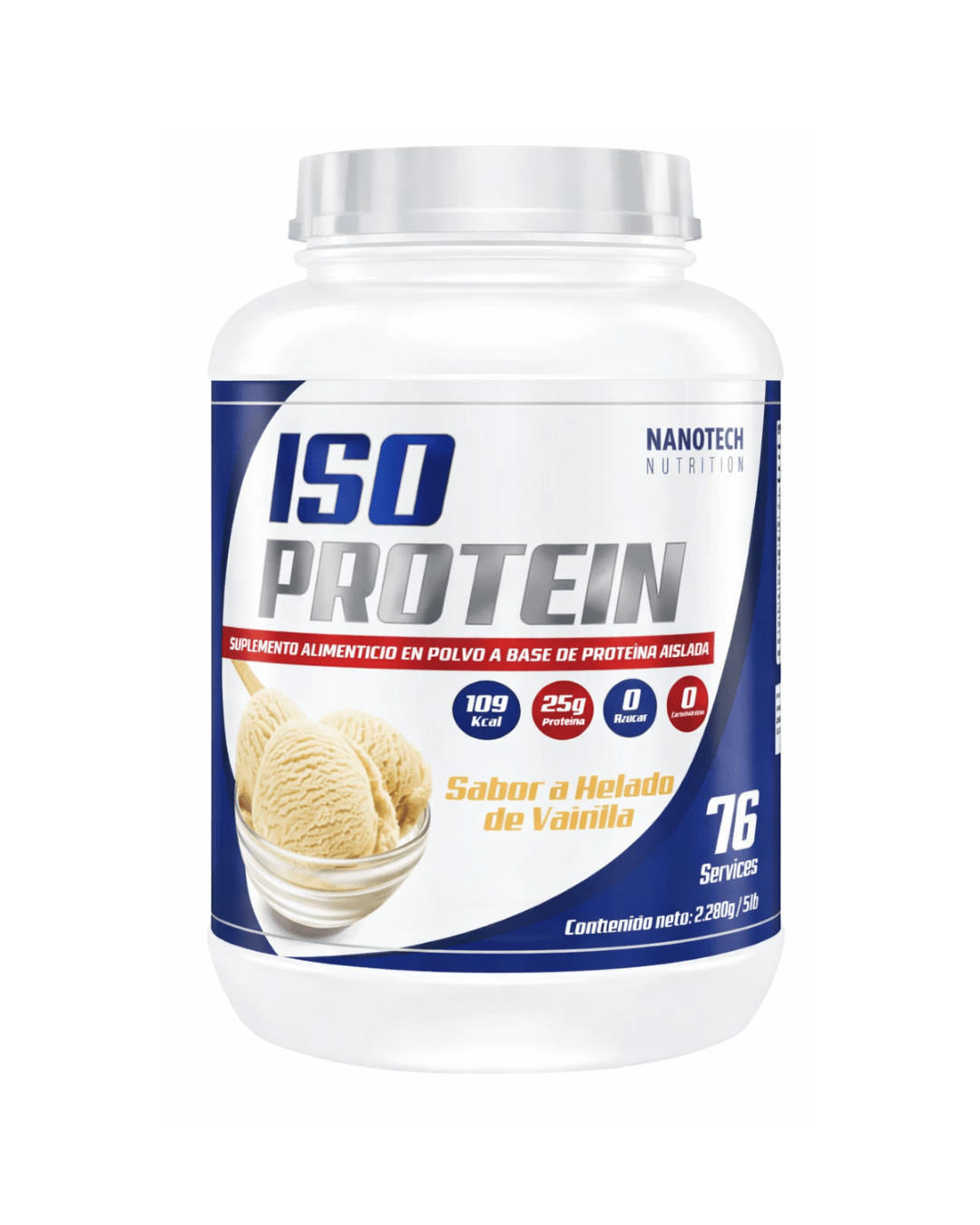 ISO PROTEIN 5lb 76 Servicios – Sabor Helado de Vainilla